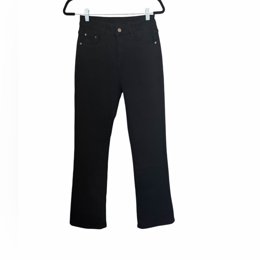 NWT🌺Heipeiwa•Fleece Lined High Rise Black Boot Cut Jeans